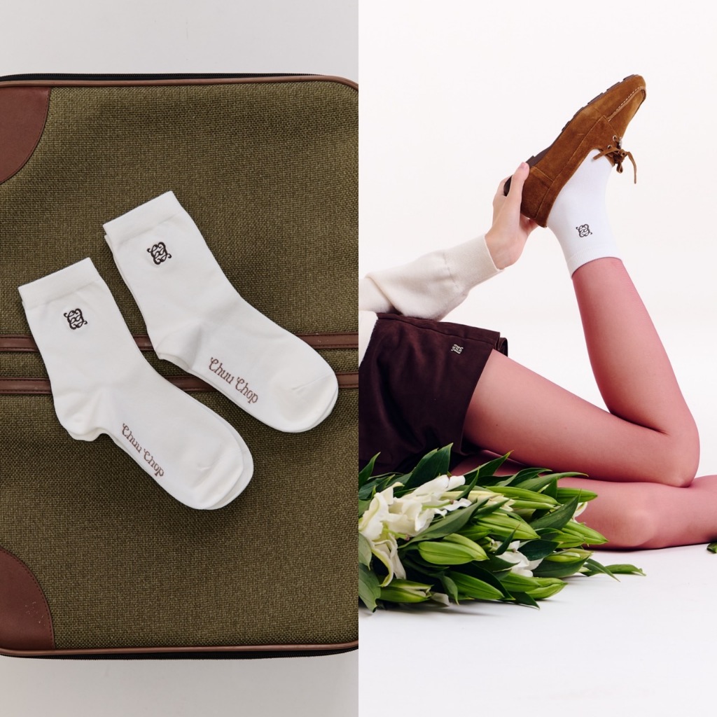 CHUUCHOP - Socks ถุงเท้าปักโลโก้ (C8429)