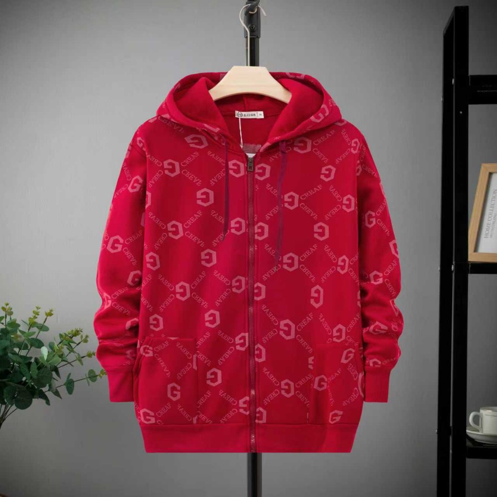เสื้อคลุมฮู้ดซิป สไตล์ Monogram (รุ่นผ้าสำลี) ลาย G เสื้อกันหนาว แขนยาว Limited Edition! 💗มีส่งด่วน 24 ชม.