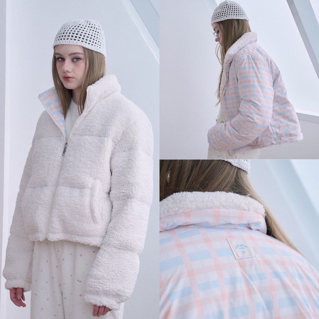 [umore.made] 2-sided Gingham bingsu jacket ใส่ได้ 2 ด้าน (ติดลบได้) อุ่น กันลม กันหิมะ