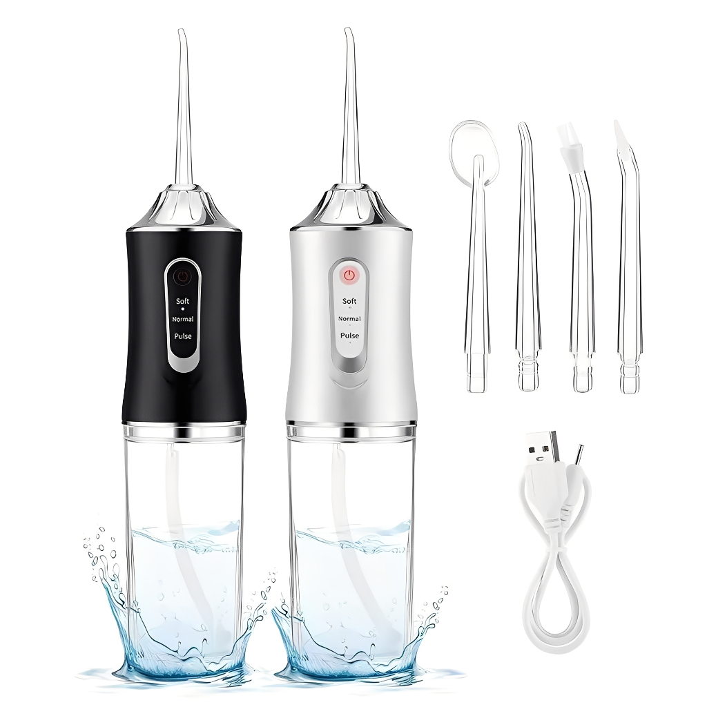 ไหมขัดฟันพลังน้ำ Water flosser 240 ML ครบชุด แรงดันน้ำ 80-120 PSI ไหมขัดฟัน ที่ขูดหินปูน เครื่องฉีดฟัน