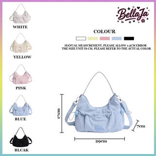 Bellaja💗จัดส่งในพื้นที่ กระเป๋าเกาหลี ปรับระดับได้ ผ้าไนล่อน ทรงคลัทช์ แต่งจับจีบ กระเป๋าสะพายข้างทรงจีบใบเล็ก น้ำหนักเบ