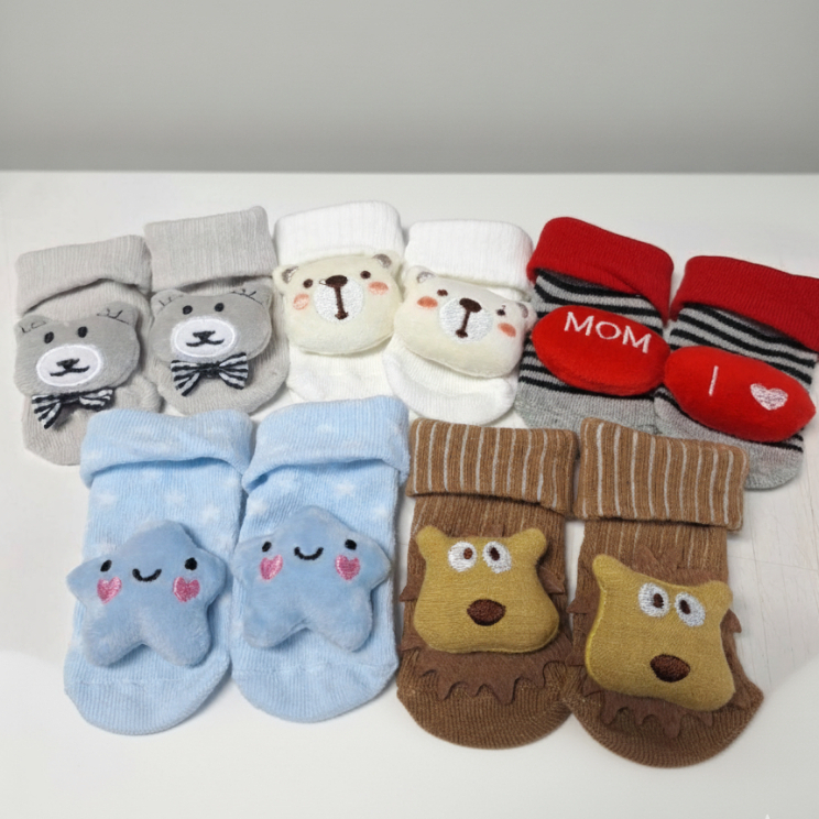 Babyonline(Y164)G1 (ส่งด่วน1วัน) ถุงเท้าแฟชั่นผ้าฝ้ายสำหรับเด็กแรกเกิดแต่งการ์ตูน3D หนา นุ่ม ยืดหยุ่น มีข้อพับได้