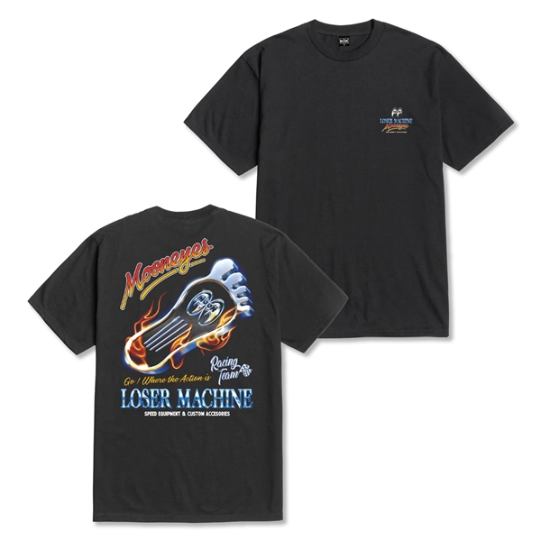 LMC x MOONEYES RED HOT STOCK T-SHIRT BK