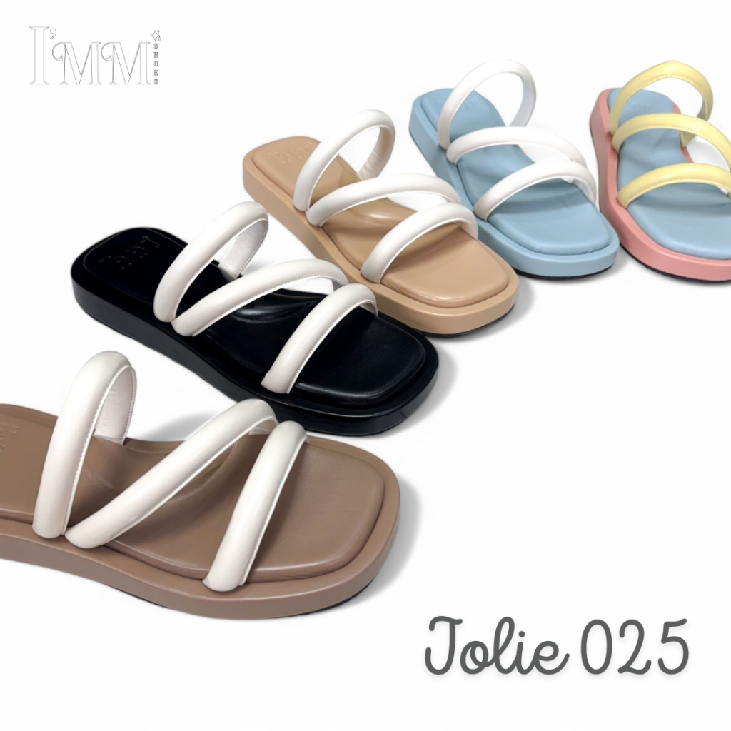 *ร้านสำรอง* I’mm Shoes 2 รุ่น Jolie 025 รองเท้าส้นตึก ดีไซน์หน้าสายฟู มินิมอล เบาสบาย