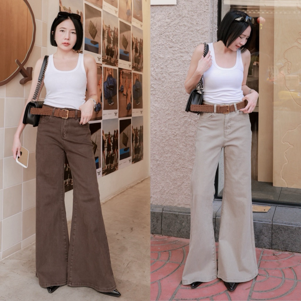 Bootcut Jeans กางเกงยีนส์ทรงขาม้า + เข็มขัดรุ่น V629 TAG DARIM 🇰🇷
