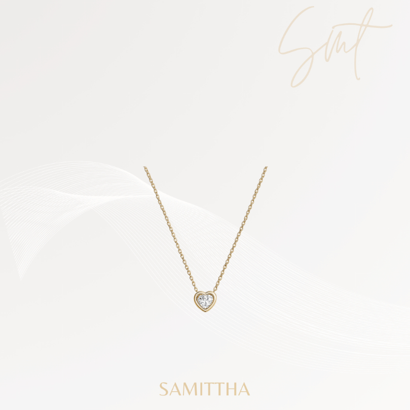 Samittha สร้อยคอหัวใจชุบทองคำขาว18k (คนแพ้ง่ายใส่ได้) เพชร CZ รุ่น Heart Necklace [รับประกัน 14 วัน]