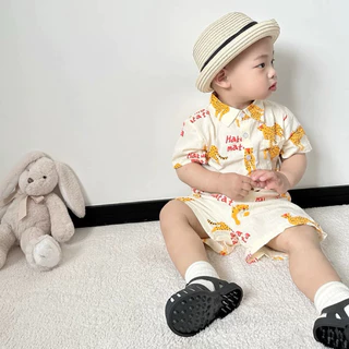 BB034 ชุดเสื้อเชิ้ตแขนสั้น และกางเกงขาสั้น พิมพ์ลายเสื้อ แฟชั่นฤดูร้อน สำหรับเด็กผู้ชาย Songkran