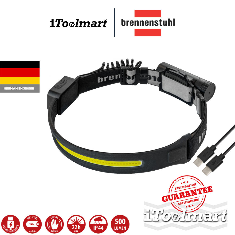 BRENNENSTUHL ไฟฉายคาดหัว SL 500 A LED ความสว่าง 500lm USB C 1173760000