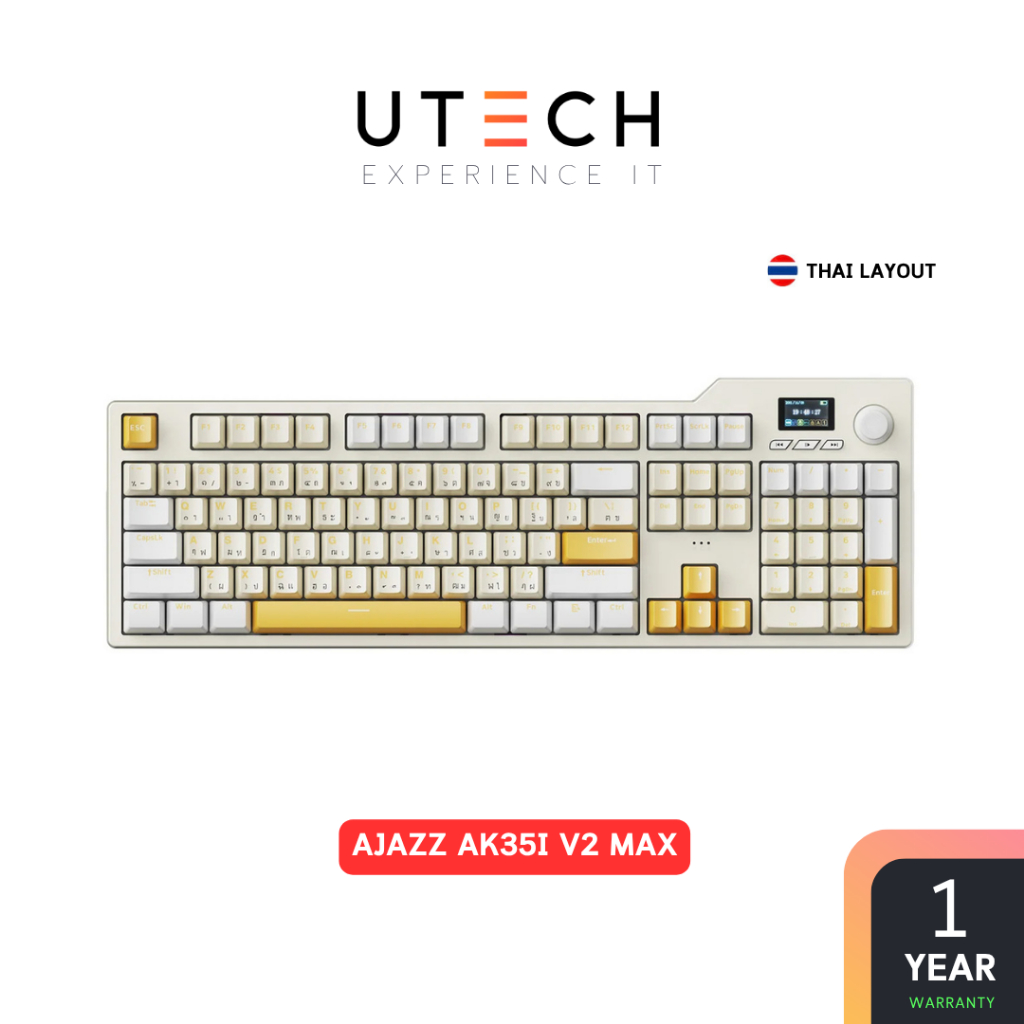 คีย์บอร์ดเกมมิ่ง Ajazz AK35i V2 Max 104Key TFT Screen Gasket Hotswap Tri-Mod Mechanical Keyboard by 
