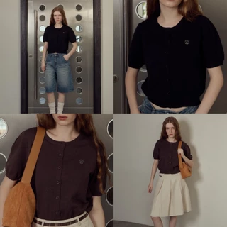 CHUUCHOP - Macaron knit top เสื้อไหมพรม คาดิแกนแขนสั้น ผ้านุ่ม มี 9 สี (C8348)