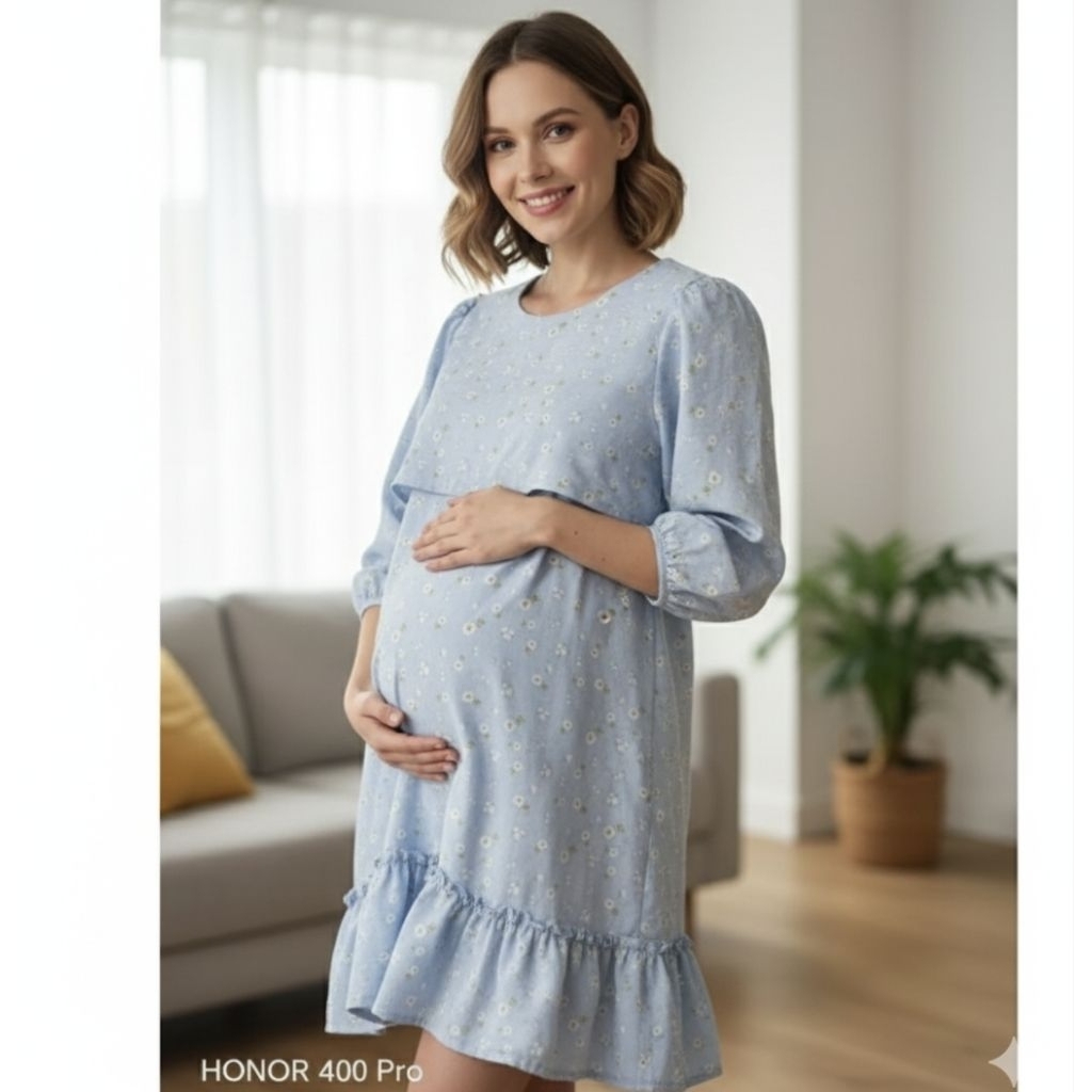 เดรสมือสอง ไซส์S mamong mom closet อก36ยาว36 มีกระเป๋าขวา มีช่องให้นม