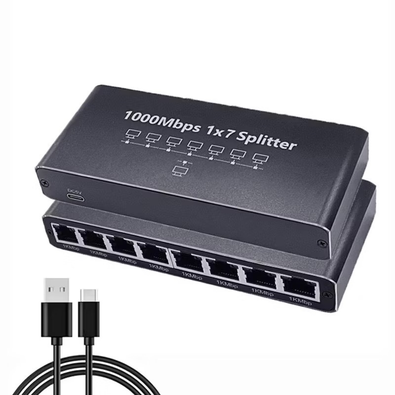 RJ45 Network Splitter Adapter 1to7 HUB LAN 3Port 8Port 100/1000Mbps Gigabit SG103 (3-Port 100/1000Mbps Desktop Switch)