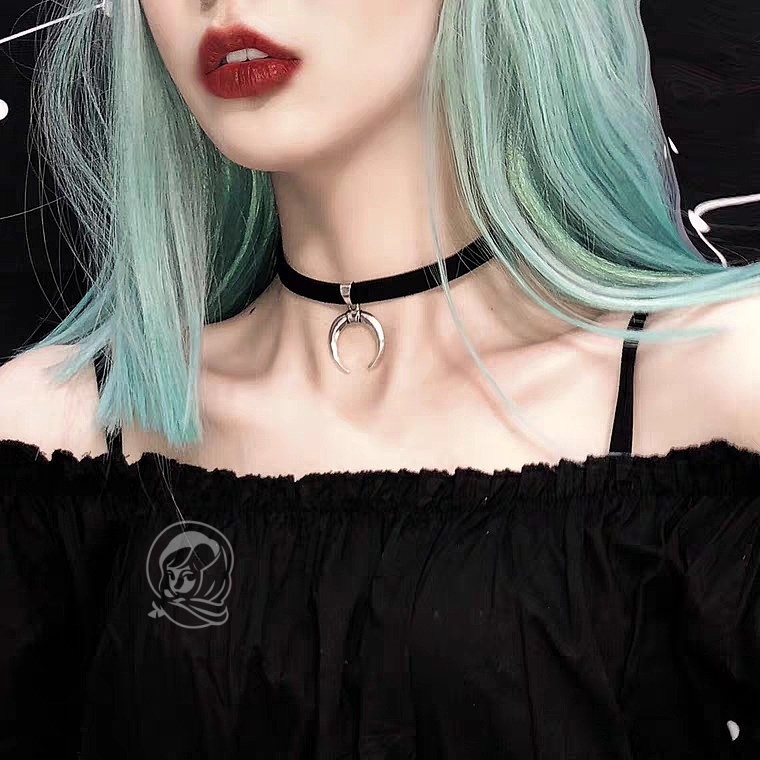 OBJ สร้อยคอคลับสไตล์กอท ลายดวงจันทร์ สำหรับกลางคืน S506