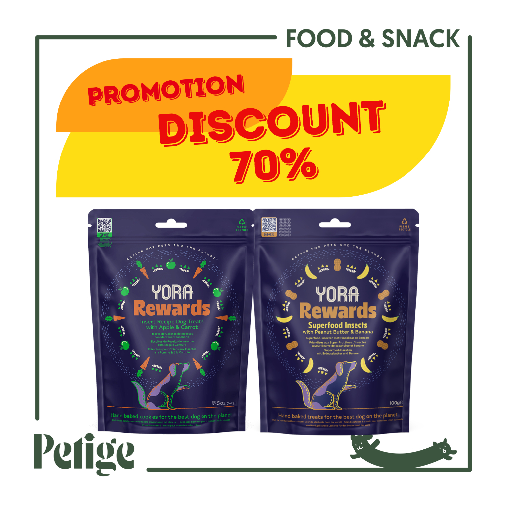 Promotion SALE 70% YORA Dog Treats ขนมโปรตีนจากแมลง สำหรับสุนัขแพ้ง่าย