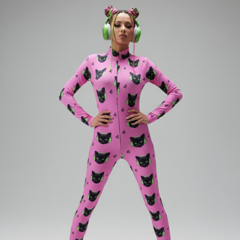 [DarkCat] Bodysuit 2EASY – Purr Beat | UPF50+ กันแดด | ซิปหน้า–หลัง | แห้งไว ใส่ได้ทั้งบกและน้ำ