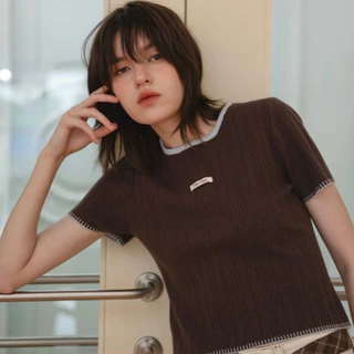 CHUUCHOP - (S-4XL) Molly Knit Top เสื้อทูโทนผ้านุ่ม (C8425)