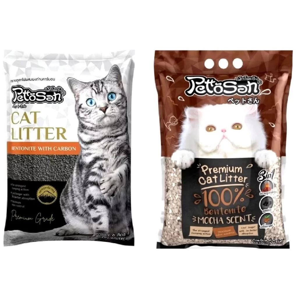 Pettosan Premium Cat Litter Charcoal & Mocha– Pettosan ทรายภูเขาไฟผสมผงถ่านคาร์บอน กับ กลิ่นกาแฟ ขนาด 6 ลิตร