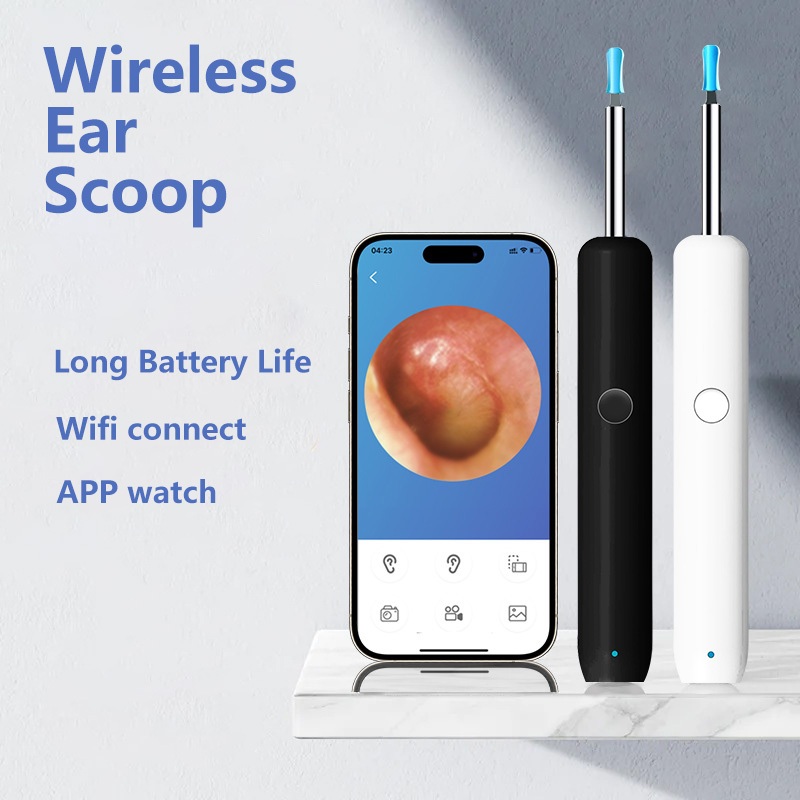 ไม้แคะหูมีกล้อง พร้อมช้อนหู4อัน กล้องเอนโดสโคป ไฟLED แสง6ชนิด กันน้ำ