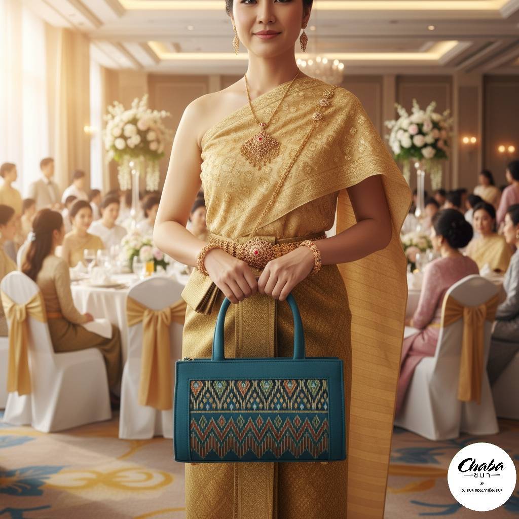 👜💐กระเป๋าถือทรงคุณนาย งานผ้าฝ้ายพิมพ์ลายไทย / ลายกราฟิก /ลายขอ (พระราชทาน)👜💐