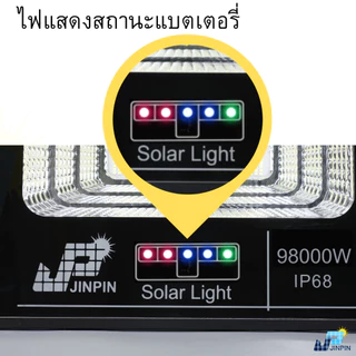 New-98000W แสงไฟสีขาว โคมไฟพลังงานแสงอาทิตย์ มีไฟสถานะ LED SMD 600 ดวง 90000mAh