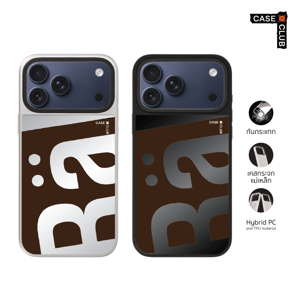 CaseClub เคสไอโฟน เคสกระจก ลาย Rally Cocoa Movement โคโค่มูฟเมนต์ สำหรับ i17 Pro Max/i17 Pro/i17 Air