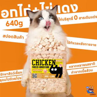 PETLUSCI🌞อกไก่ฟรีซดราย 100%อกไก่เต๋า 640g ฟู้ดเกรด ขนมแมว ฟรีซดรายแมว ไก่ฟรีซดราย ขนมฟรีซดรายแมว