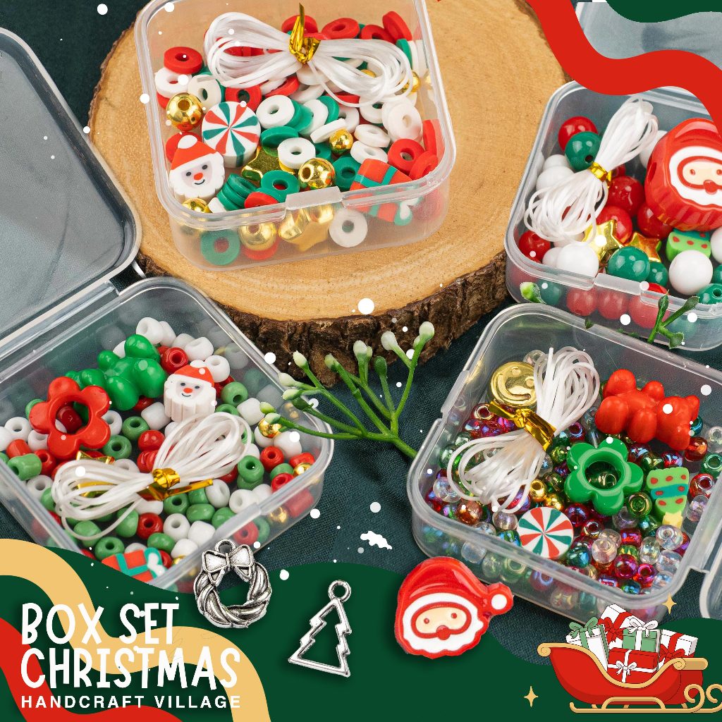 สุดคุ้ม! BOX SET ชุดลูกปัดพร้อมร้อย ธีมคริสต์มาส | CHRISTMAS SET เซ็ตลูกปัดคริสต์มาสต์ สำหรับทำสร้อยข้อมือ พวงกุญแจ DIY