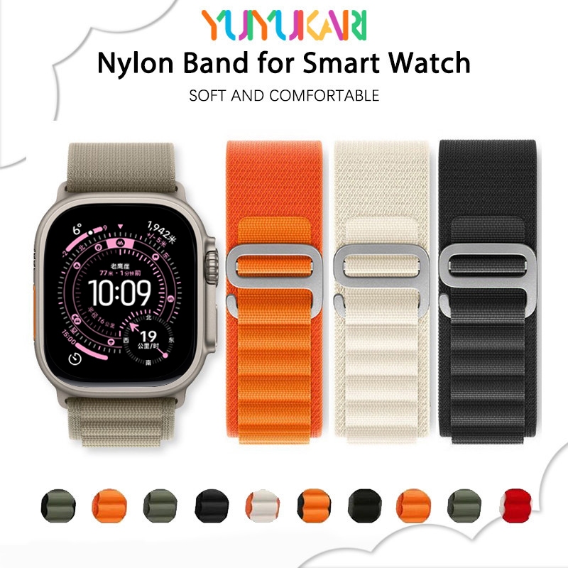 สายรัดไนลอน Alpine Loop สำหรับ for IWatch Ultra 4/SE 3 2 Series 12 11 10 9 8 7 6 49 มม. 46 45 41 44 40 42 38 มม.