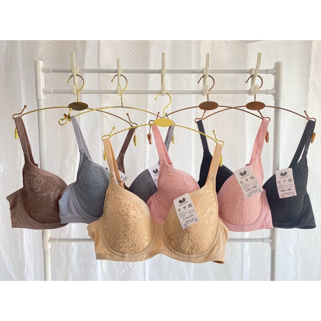 Wacoal WB9B34 Surprise Support Lace มีโครง ออกแบบเต้าทรงให้โอบกระชับ 2 ตะขอ