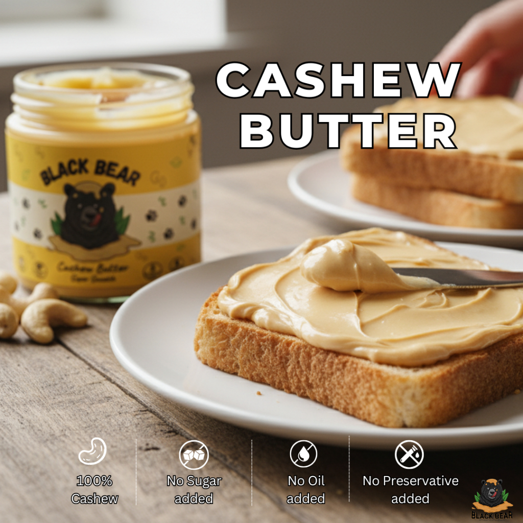 เนยเม็ดมะม่วง 100% เนื้อครีม แบล็กแบร์ (ขนาด 200 กรัม) Cashew Nut Butter 100% Super Smooth (200 g.)