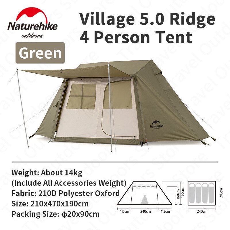 เต็นท์ Village 5.0 ขนาด 4 คน พร้อม hall pole with snow skirt NH21ZP009 | แบรนด์ Naturehike®