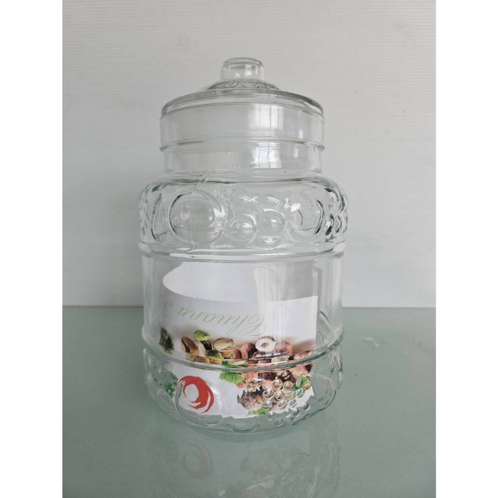 ขวดโหลแก้วลายองุ่นพร้อมฝาปิด ขนาด 4 ลิตร (T-4L) สินค้าส่งจากไทย – โปรปัง