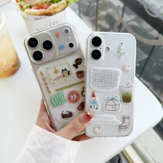 เคสใสกากเพชร+สติกเกอร์3Dนูน เคสใสนิ่ม สำหรับไอโฟน17 PRO max i17 17promax 16 pro max 15 pro max 14 pro max 11 12 13 17air