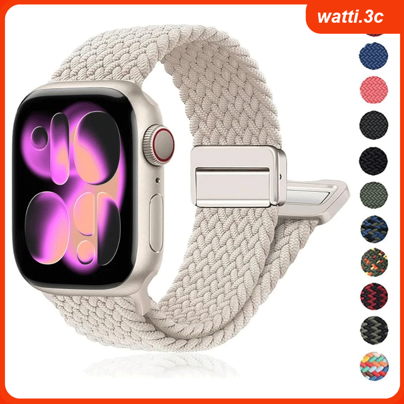 สายนาฬิกาแบบถักสำหรับ Apple Watch 11/10 ขนาด 42 มม. 46 มม. SE3 40 มม. 44 มม. สายแม่เหล็ก Correa Series 9 7 6 8