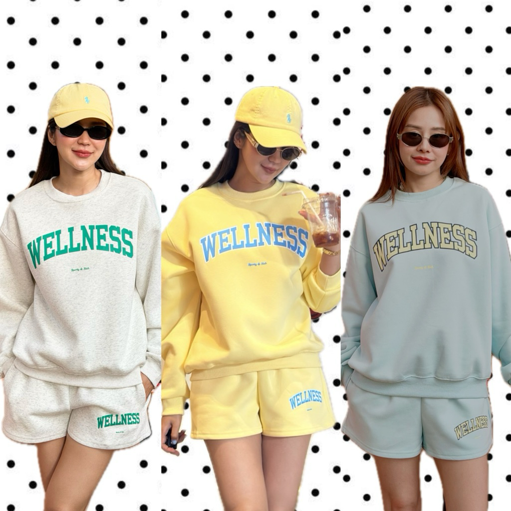 SET สเวตเตอร์ขาสั้น Wellness มี 3 สี 💙💛🩶💚