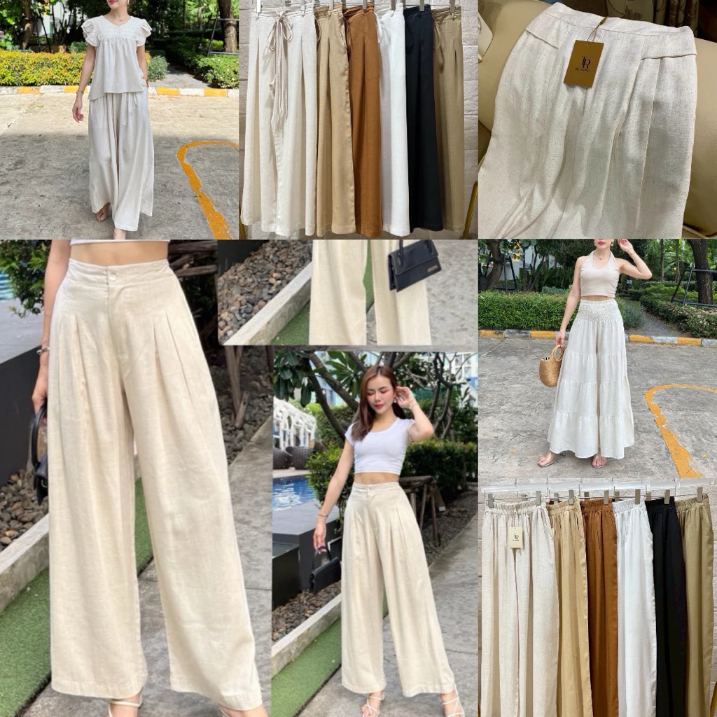 รวมกางเกงขายาวผ้าลินินมีหลายแบบ