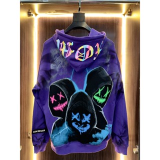 XOM508 เสื้อฮู้ดดี้ เสื้อฮู้ดโลโก้สะท้อนแสง ทรงโอเวอร์ไซซ์ X…