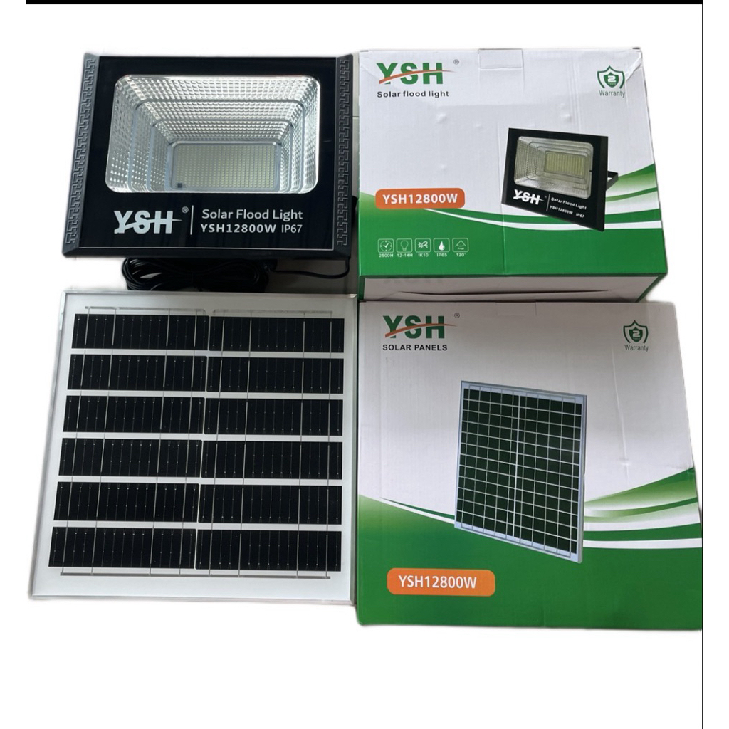 YSHโคมไฟ ไฟถนนไฟติดผนังSoral  Flood Light YSH12800W IP67ไฟสปอร์ตไลท์โซล่าเซลล์YSH 800วัตต์