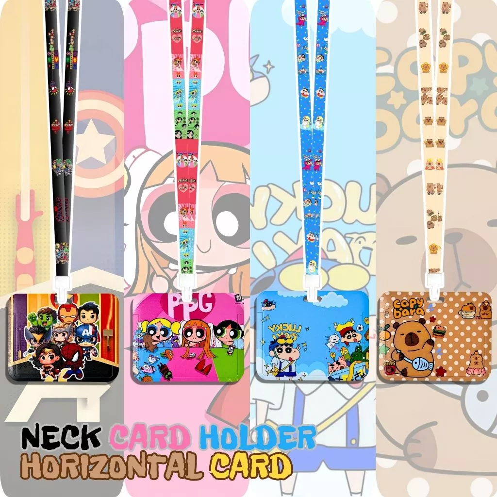 🇳🇱💝ที่ใส่บัตรแนวนอน 🇳🇱💝บัตรนักเรียน กรอบบัตร ซองใส่บัตรพนักงาน กรอบ ร้อมสาย ลายการ์ตูน แนวตั้ง พลาสติกอย่างดี เฟรมการ์ด