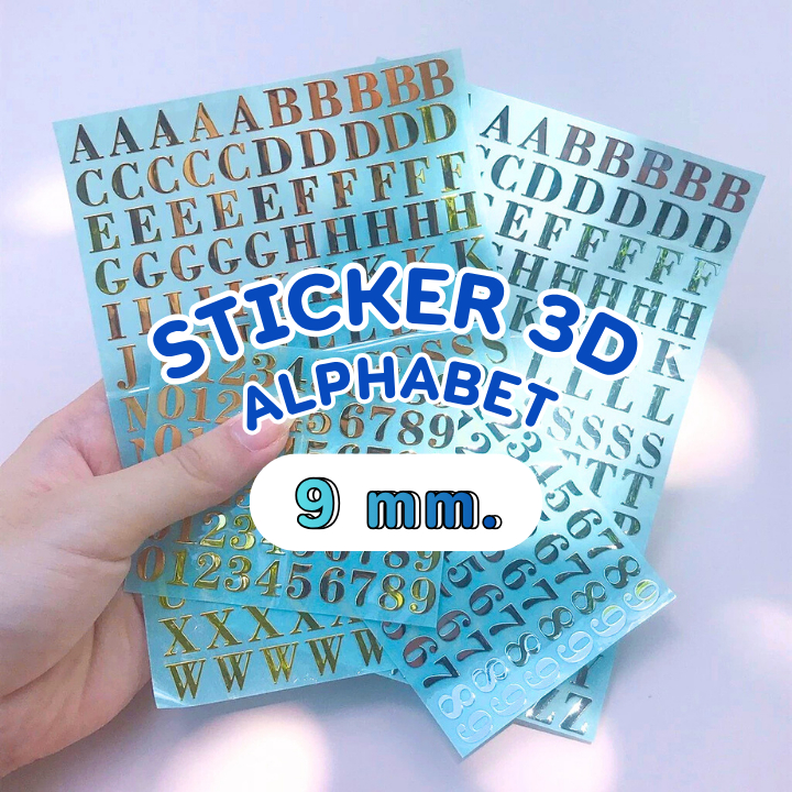 [S9] SAWAKOshop.hk | ของตกแต่ง | สติกเกอร์ตัวอักษรนูน 3D ALPHABET STICKER (9 มม.) | A-Z / a-z / 0-9