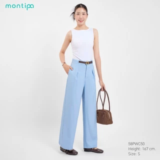Montipa กางเกงทรงกระบอกกลาง ซิปหน้า ดีเทลซ่อนเข็มขัดและดีไซน์ฝากระเป๋าหลัง ผ้า Comfort 58PWC50