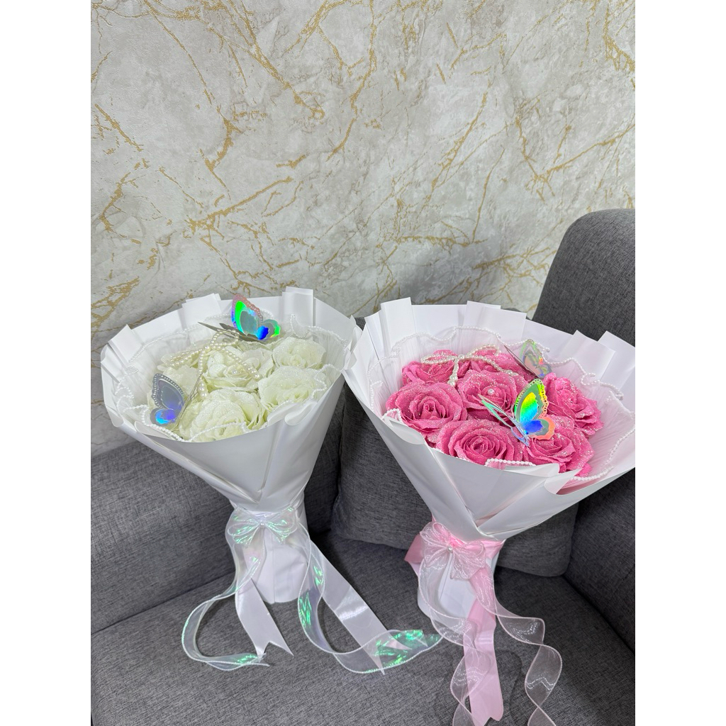 ส่ง1-2ก.พ.📍กุหลาบกลิตเตอร์🌹ช่อ7ดอก ฟรี!!!ของตกแต่ง - รูปที่ 4