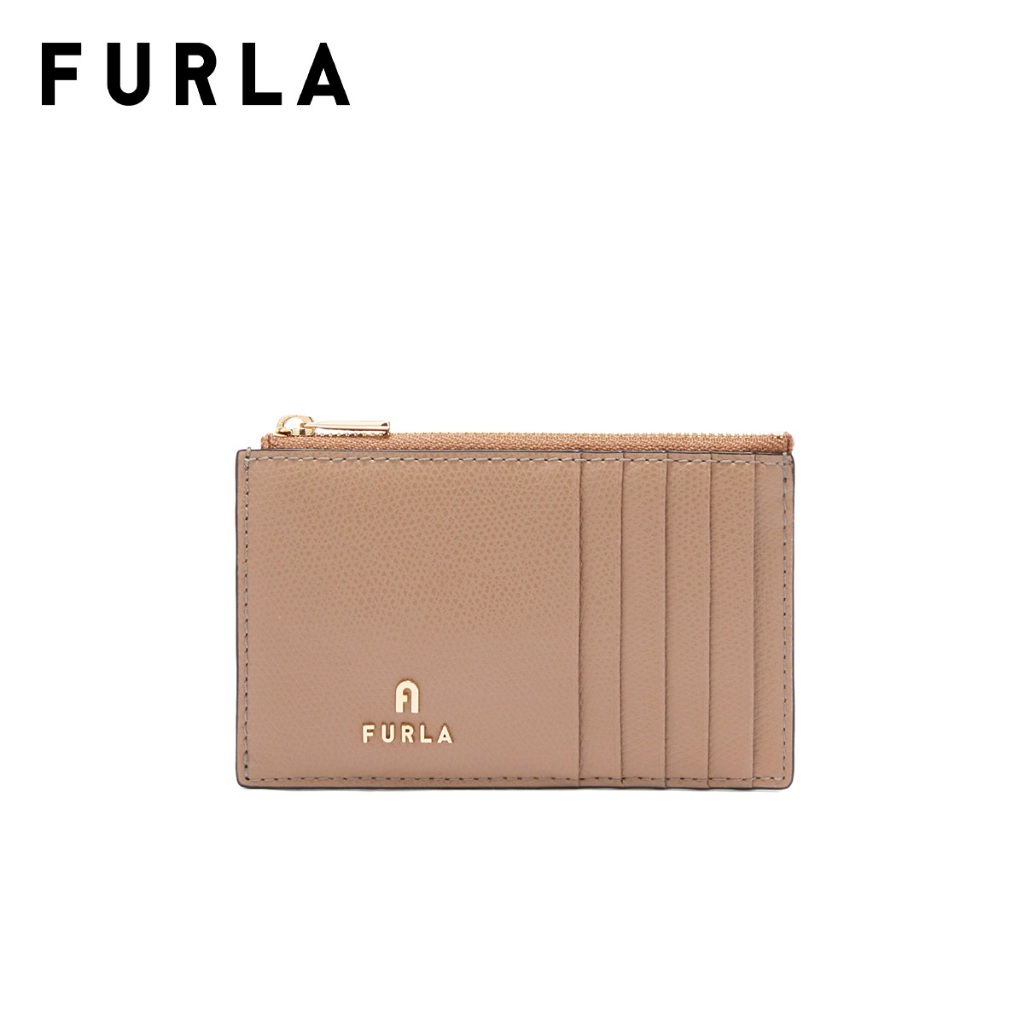 FURLA กระเป๋าใส่การ์ด รุ่น CAMELIA M ZIPPED CARD CASE สี GREIGE