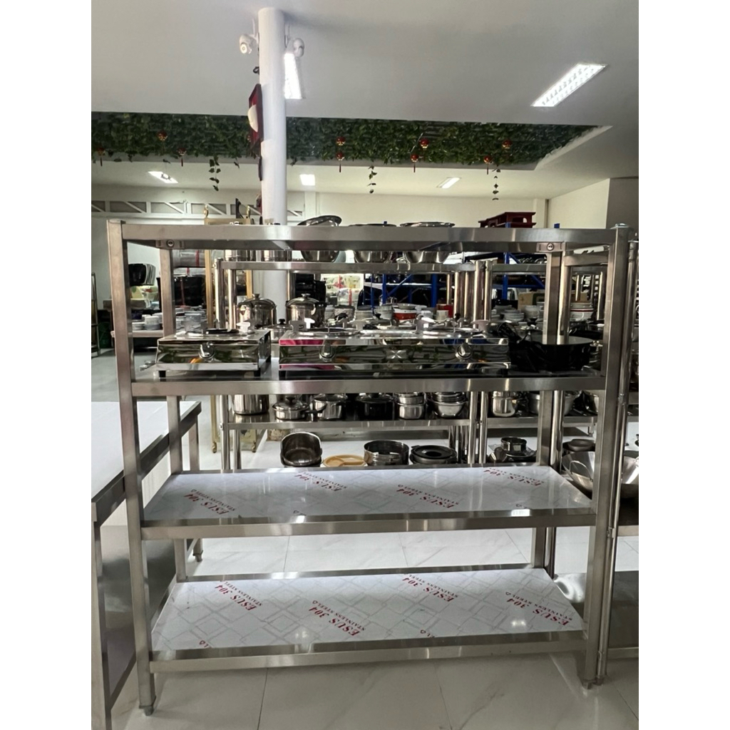 ชั้นวางสแตนเลส 304 ชั้นวางของ 4 ชั้น ( ท่อเหลี่ยม ) Stainless steel 4 Tier . แข็งแรง ทนทาน - รูปที่ 3