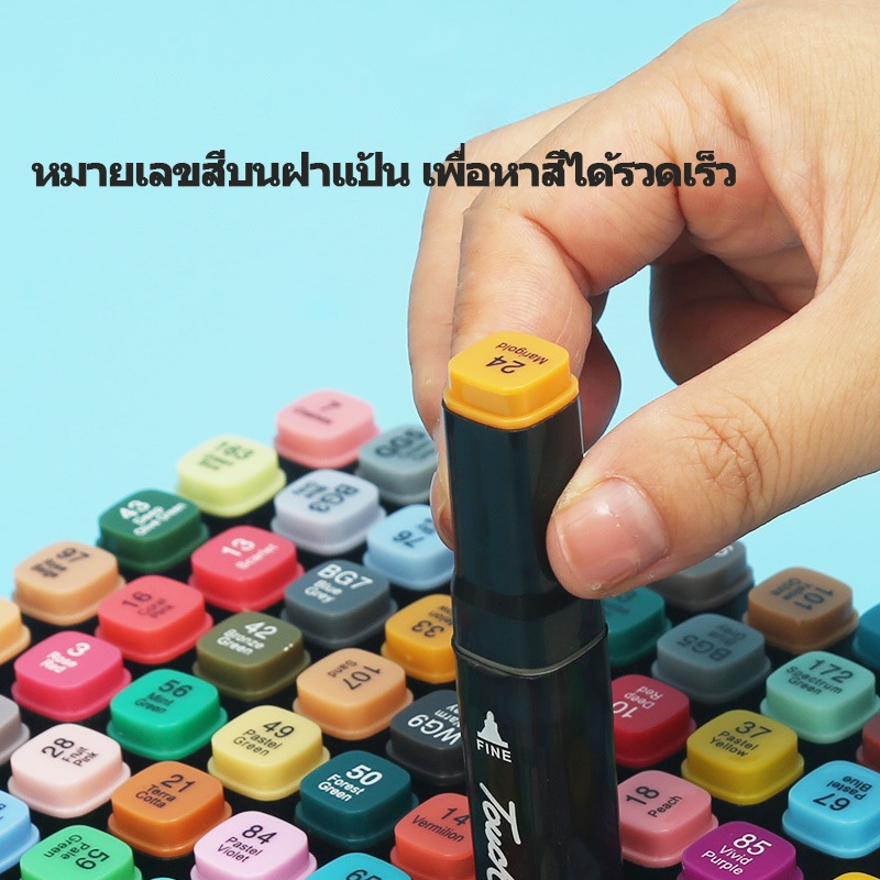 ✏️Marker 2in1 ปากกามาร์คเกอร์/เมจิก 2หัว สีสด 24/36/48/60/80/100/120/168สี เซ็ตวาด/เน้น พร้อมส่ง ราคา ถูกที่สุด ดีลบีเคเค แกลเลอรีภาพที่ 7