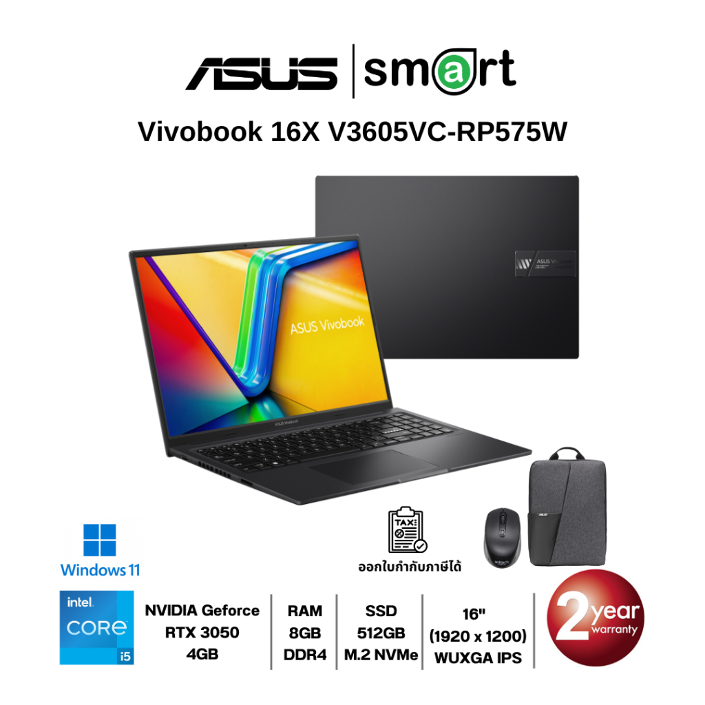 ASUS Vivobook 16X V3605VC-RP575W i5-13420H/RTX3050/8GB/512GB/16.0"/Win11 (Indie Black)