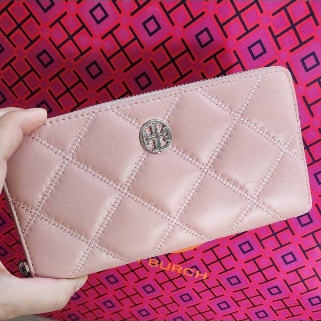 🐬T0RY Burch Willa Shine Zip Continental Wallet