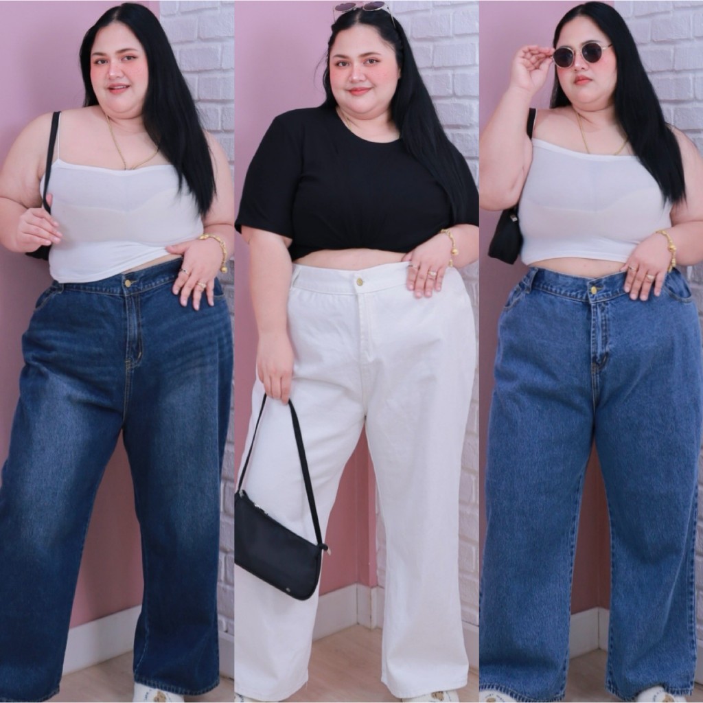 [ ส่งฟรี 🔥 ] กางเกงยีนส์ขายาว กางเกงยีนส์ไซส์ใหญ่ กางเกงยีนส์ทรงบอย พลัสไซส์ สาวอวบ กระบอกใหญ่ O37/O38/O39/O40