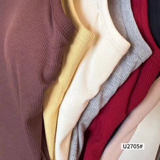 เสื้อกล้ามสีพื้น เสื้อกล้ามมีบรา ผ้าร่องเนื้อนุ่มใส่สบายมาก U2705#
