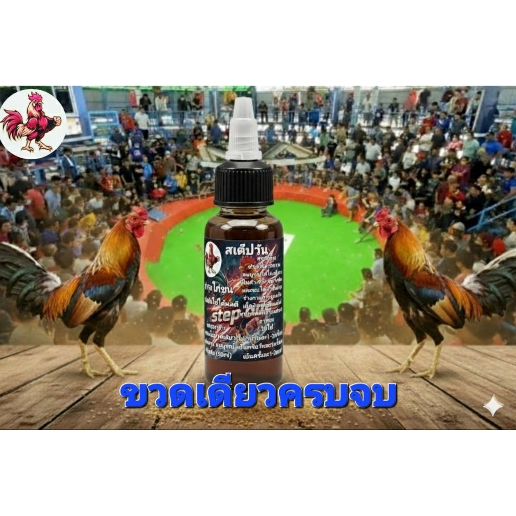 สเต็ปวัน บำรุงไก่ชน 1ขวด60ml หน้าแดงผิวหนังขนสวยช่วยความสมบูรณ์ฟื้นตัวจากอาการอ่อนล้าจากการซ้อม/ชนได้เร็วผลิตจากธรรมชาติ ราคา ถูกที่สุด ดีลบีเคเค แกลเลอรีภาพที่ 2